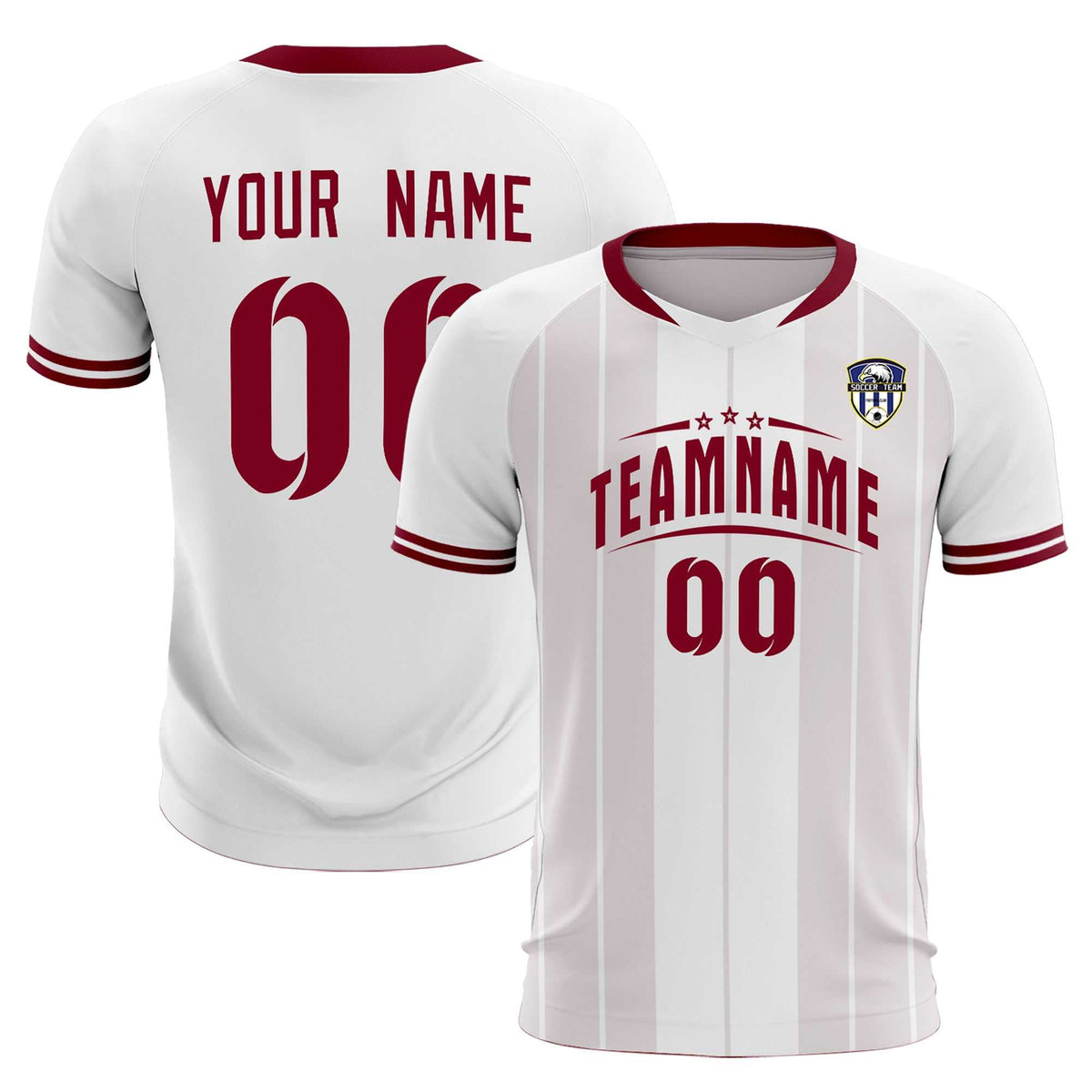 Custom White Classic Striped Personalized Football Kit Jersey