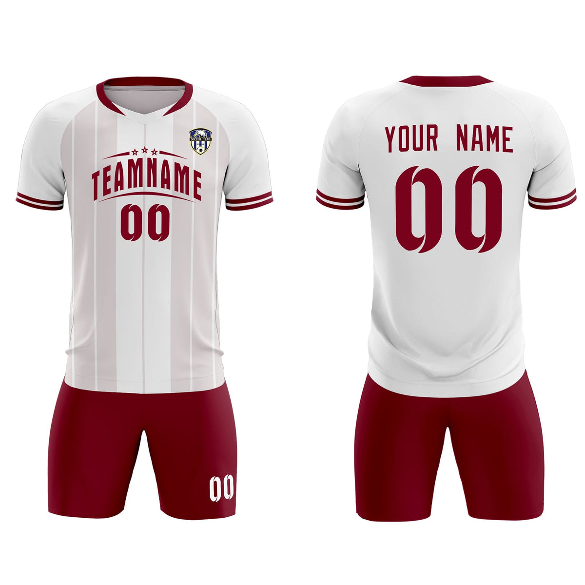 Custom White Classic Striped Personalized Football Kit Jersey