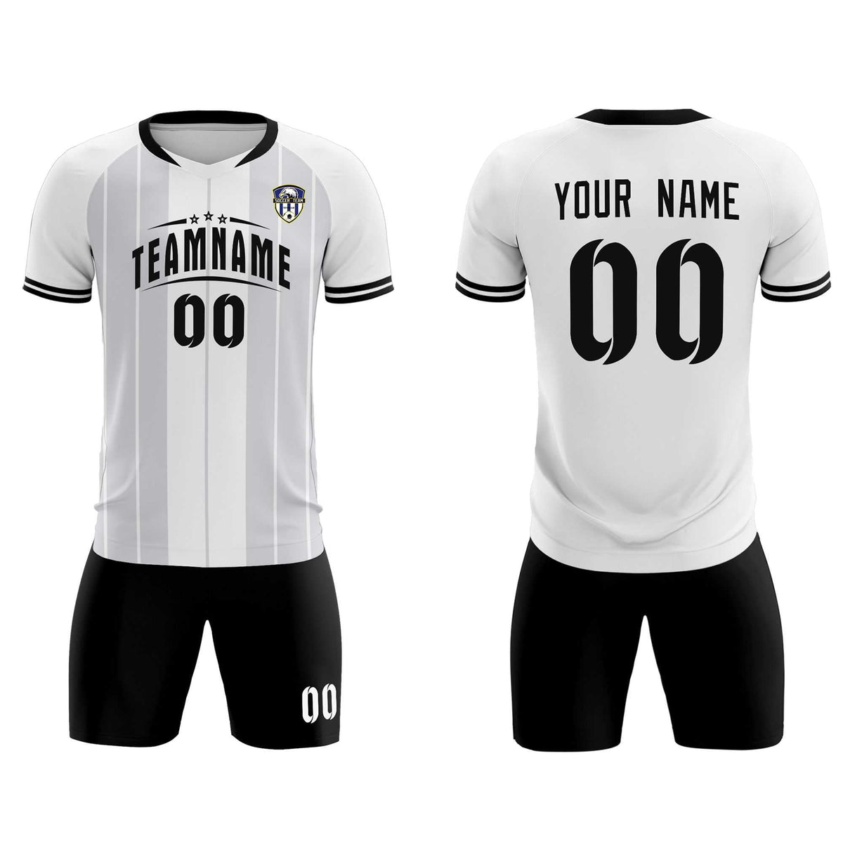 Custom White Classic Striped Personalized Football Kit Jersey
