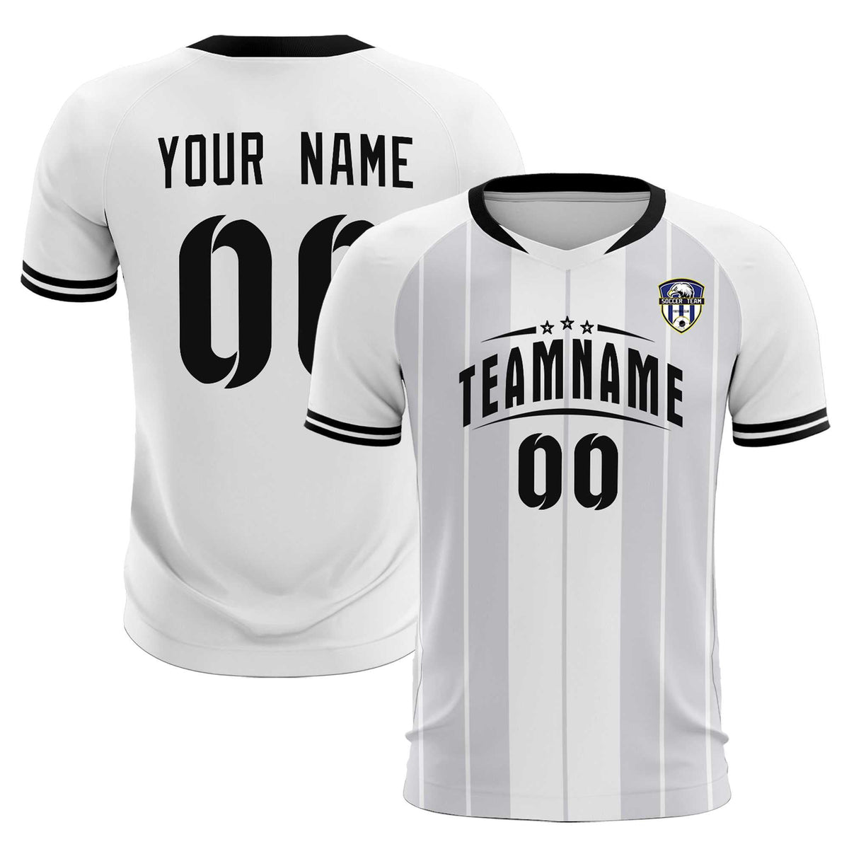 Custom White Classic Striped Personalized Football Kit Jersey