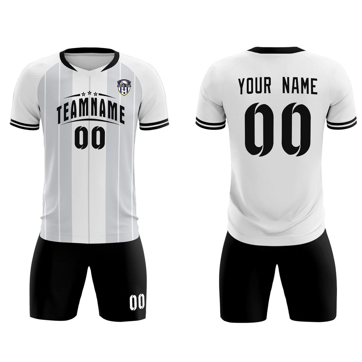 Custom White Classic Striped Personalized Football Kit Jersey