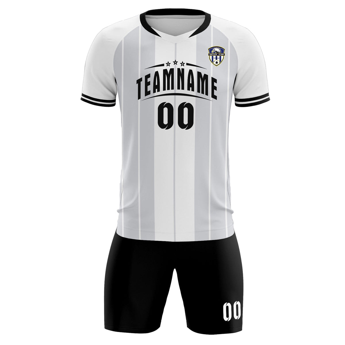 Custom White Classic Striped Personalized Football Kit Jersey