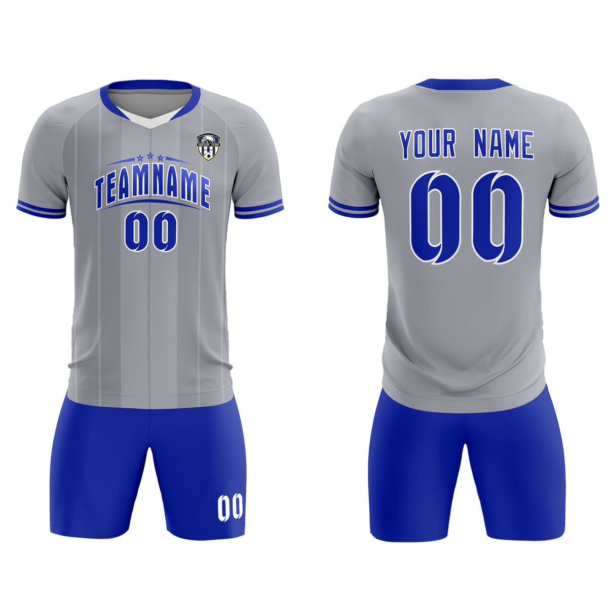 Custom Gray Classic Striped Personalized Football Kit Jersey