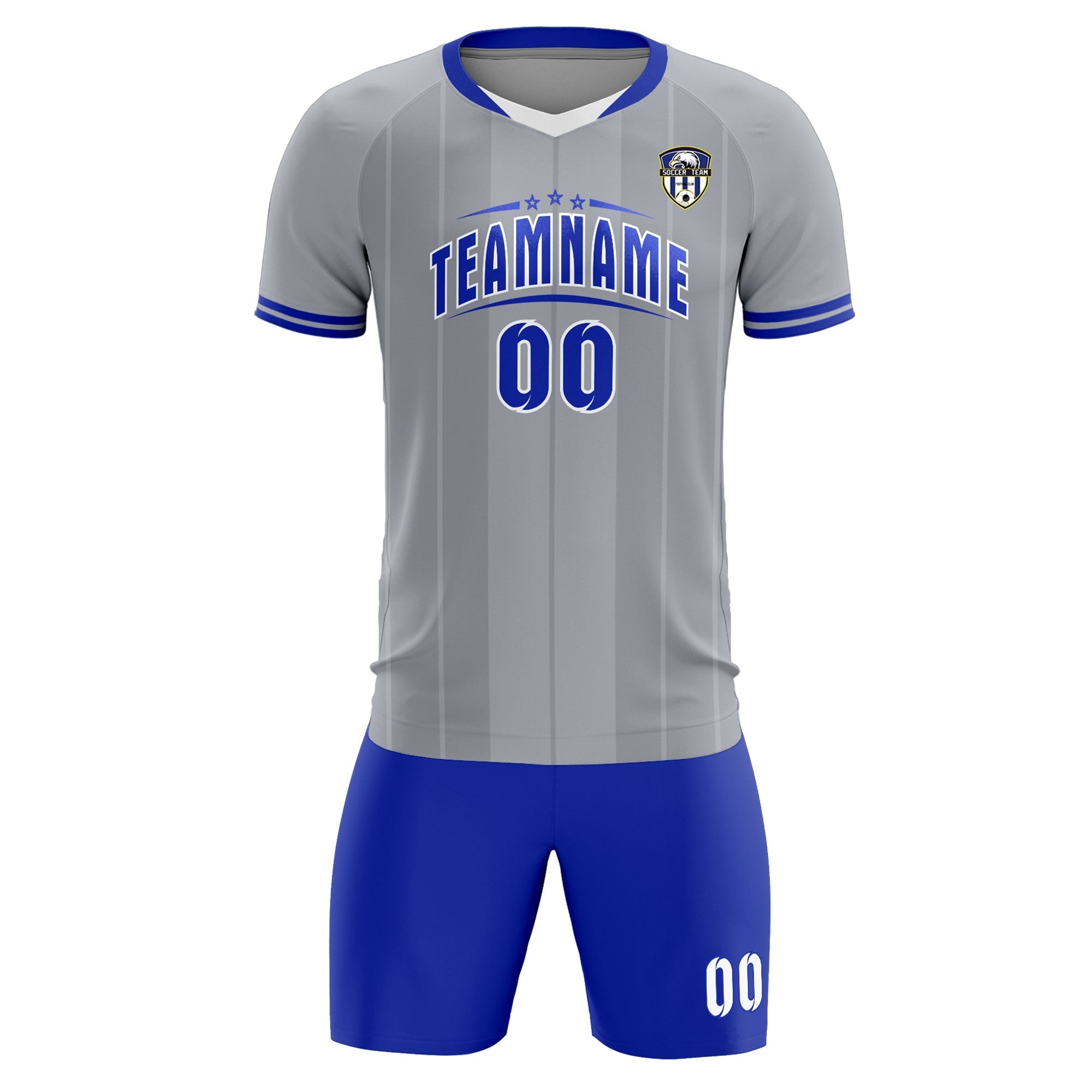 Custom Gray Classic Striped Personalized Football Kit Jersey