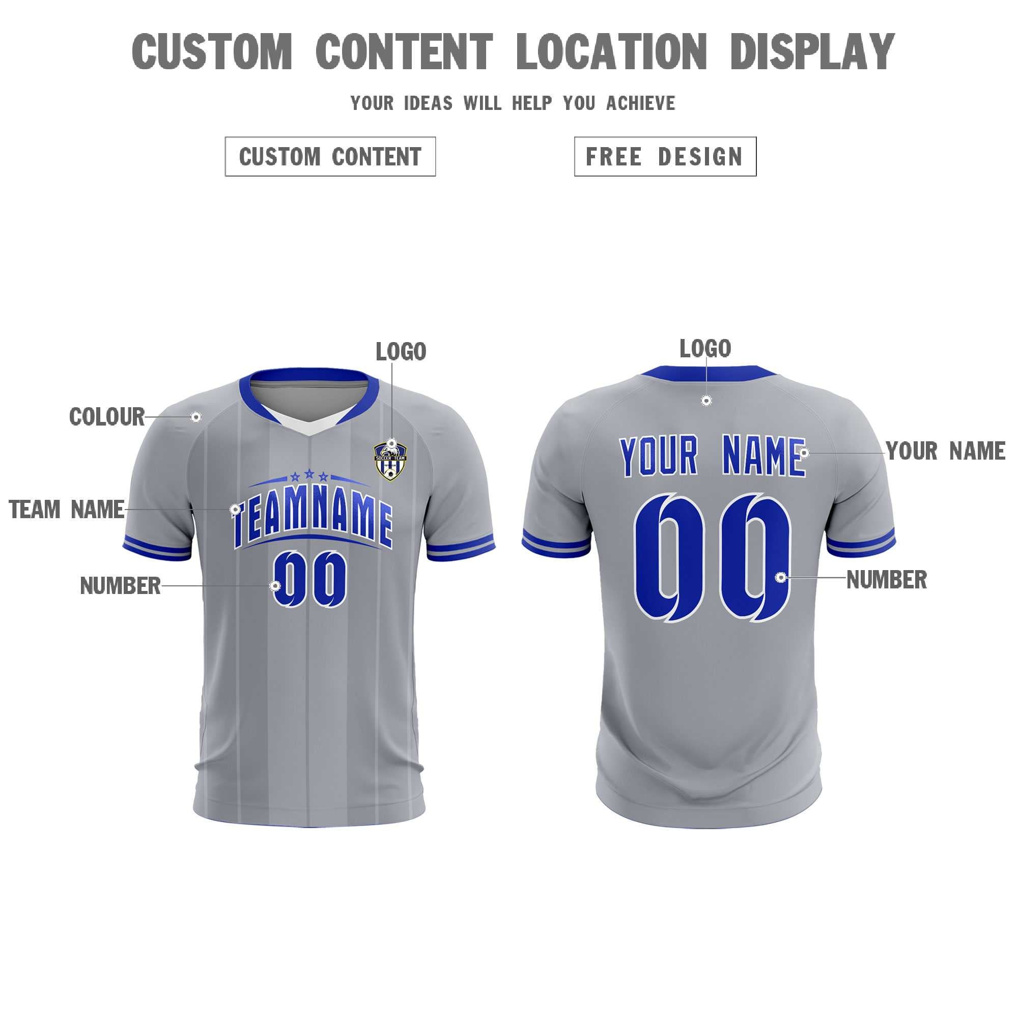 Custom Gray Classic Striped Personalized Football Kit Jersey