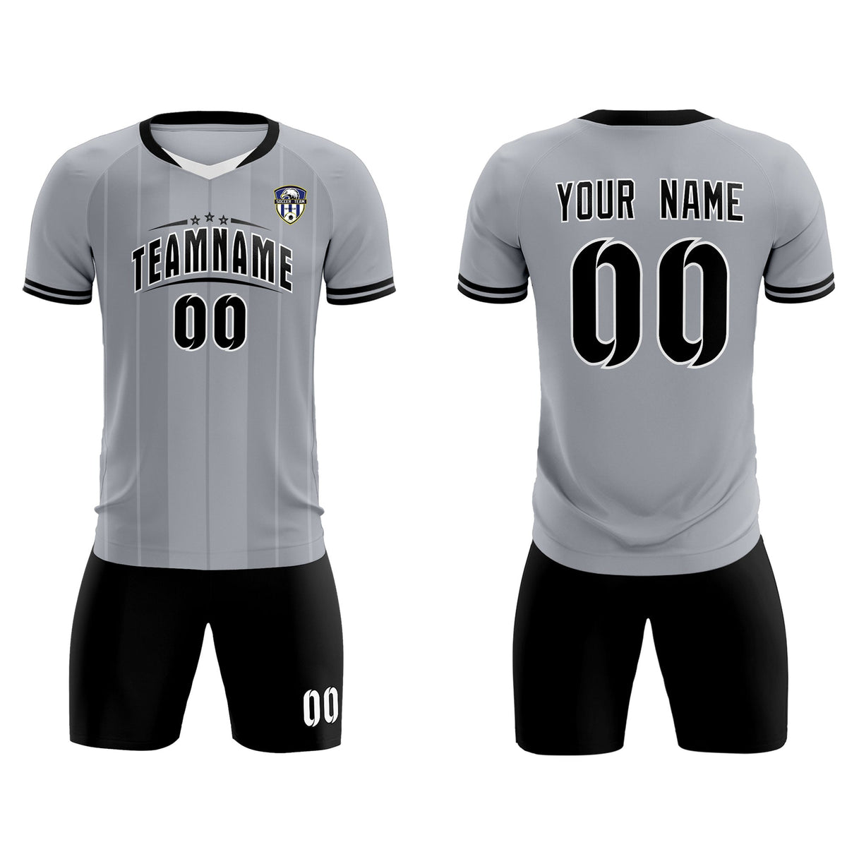 Custom Gray Classic Striped Personalized Football Kit Jersey