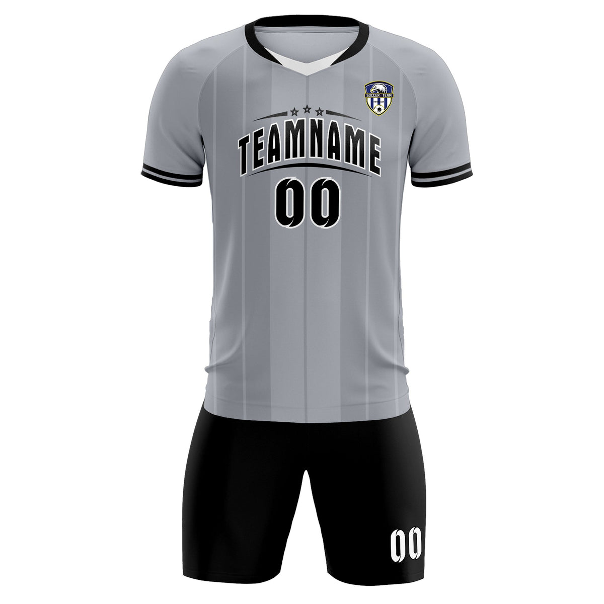 Custom Gray Classic Striped Personalized Football Kit Jersey