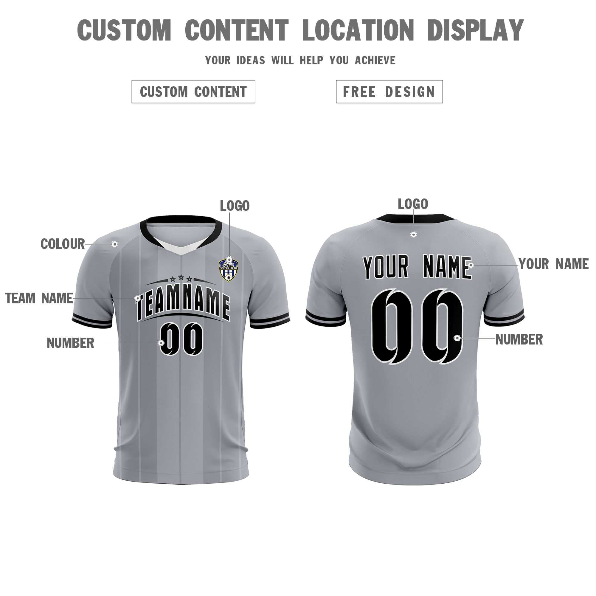 Custom Gray Classic Striped Personalized Football Kit Jersey