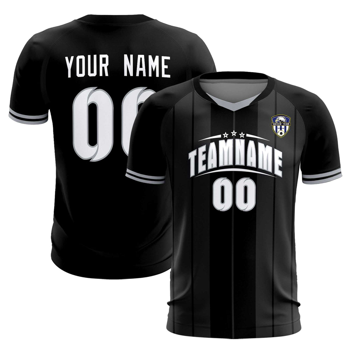 Custom Black Classic Striped Personalized Football Kit Jersey
