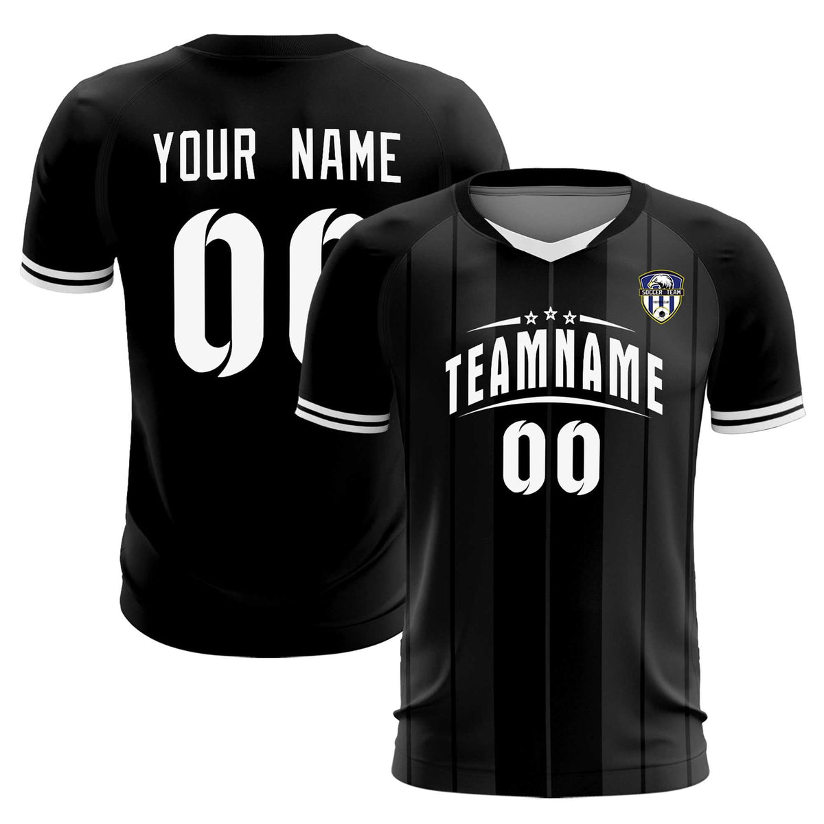 Custom Black Classic Striped Personalized Football Kit Jersey