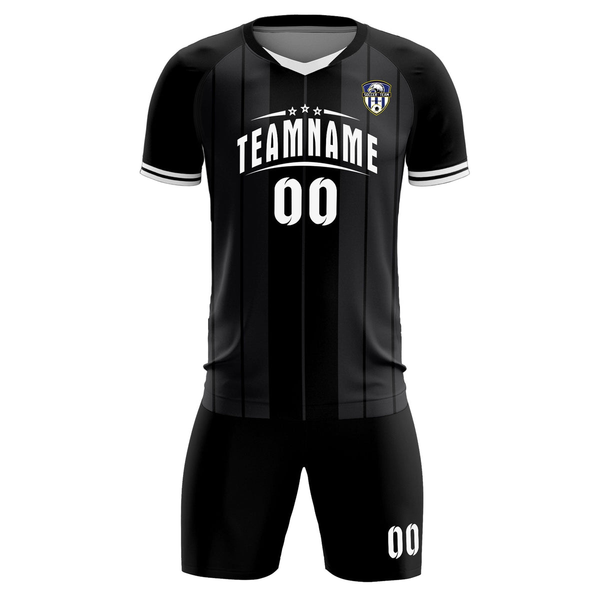 Custom Black Classic Striped Personalized Football Kit Jersey