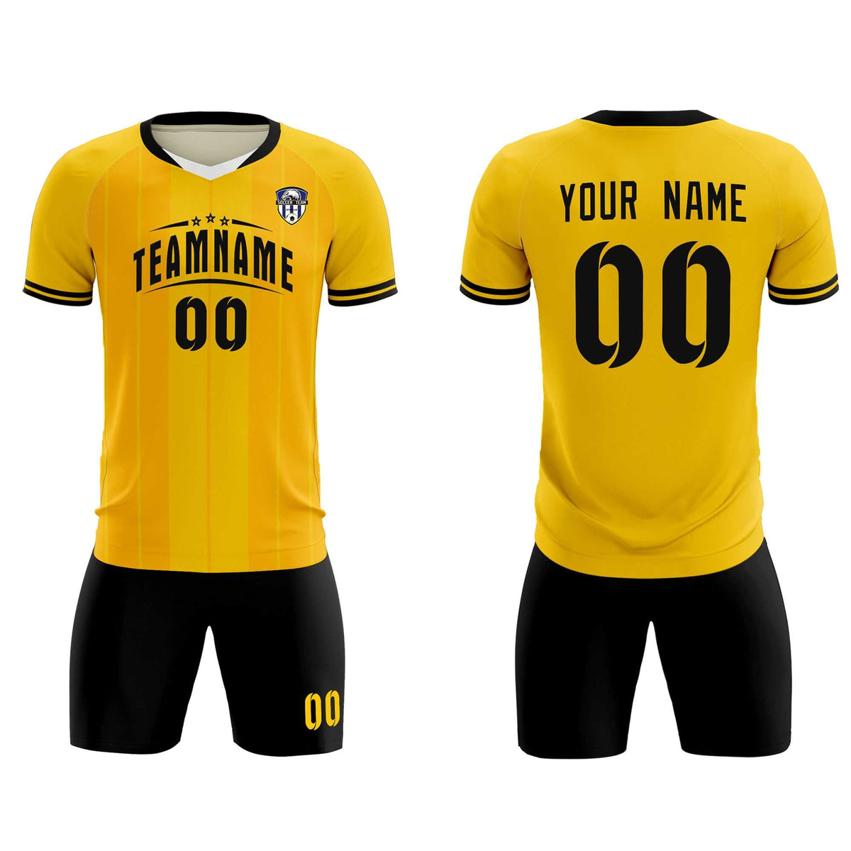 Custom Gold Classic Striped Personalized Football Kit Jersey