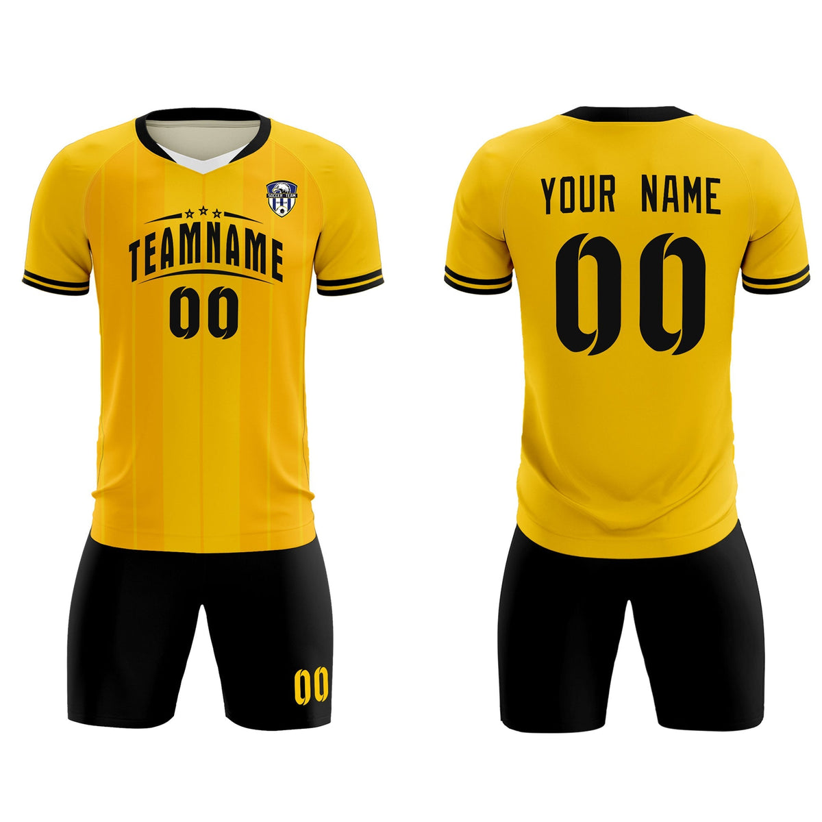 Custom Gold Classic Striped Personalized Football Kit Jersey