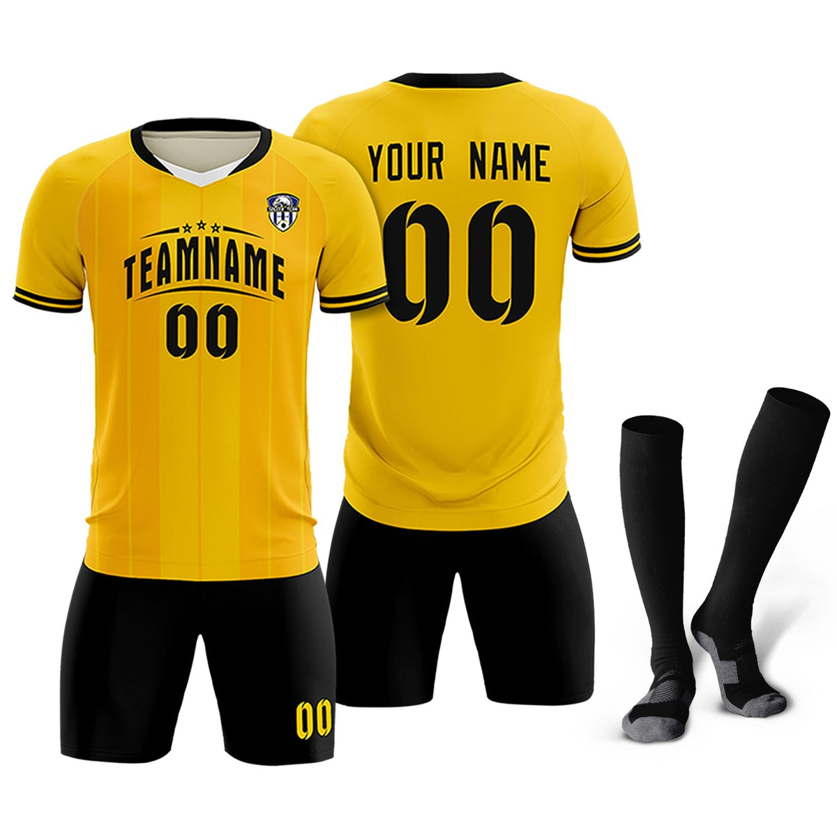 Custom Gold Classic Striped Personalized Football Kit Jersey