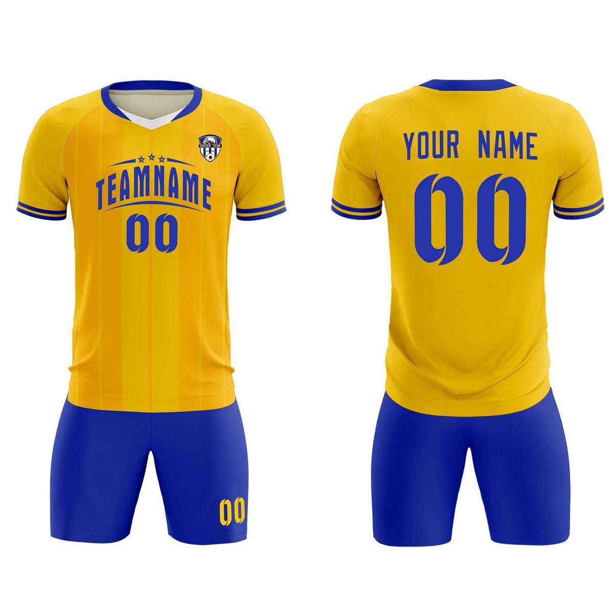 Custom Gold Classic Striped Personalized Football Kit Jersey