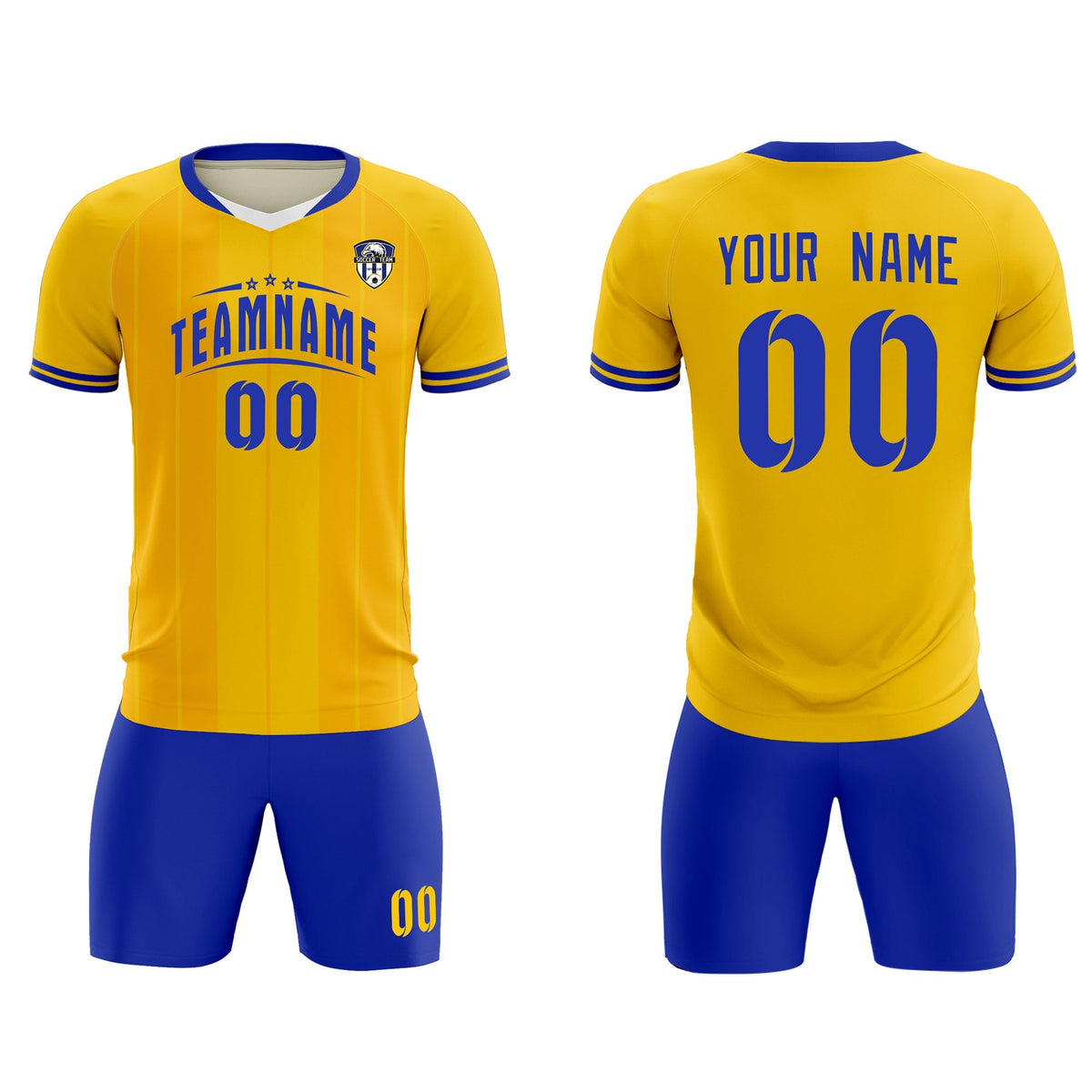 Custom Gold Classic Striped Personalized Football Kit Jersey