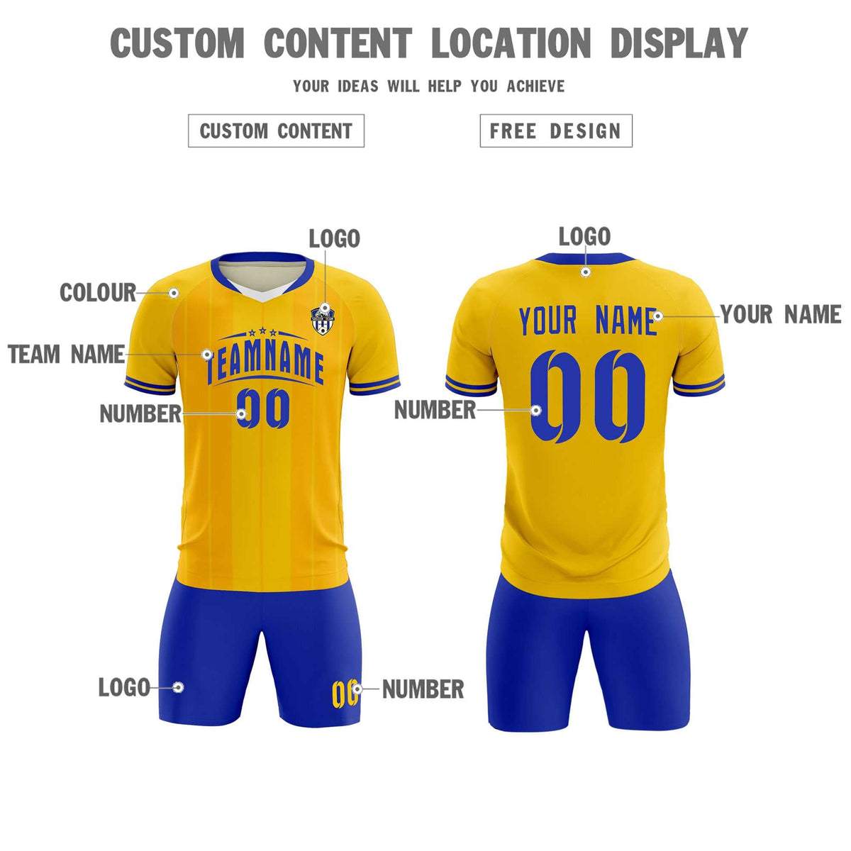Custom Gold Classic Striped Personalized Football Kit Jersey