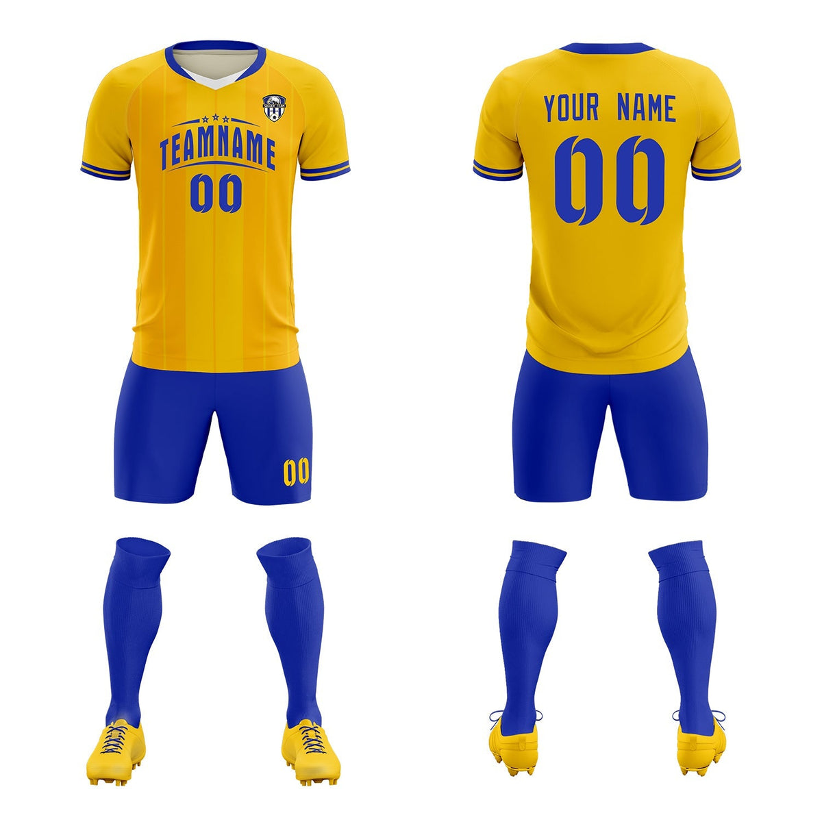 Custom Gold Classic Striped Personalized Football Kit Jersey