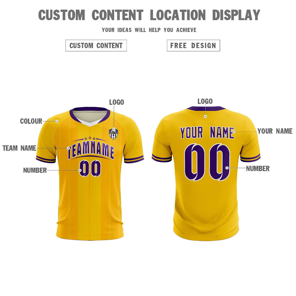 Custom Gold Classic Striped Personalized Football Kit Jersey