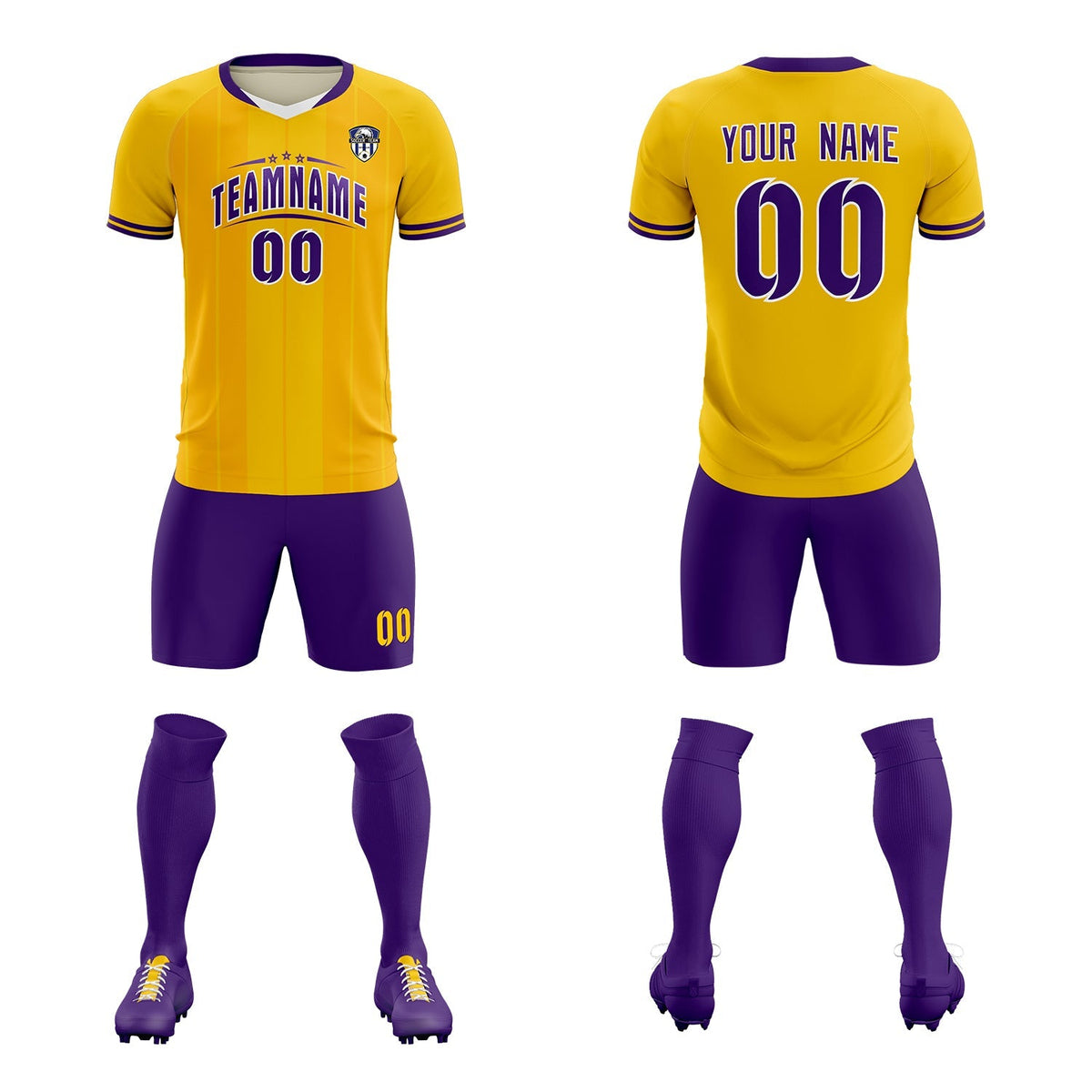 Custom Gold Classic Striped Personalized Football Kit Jersey