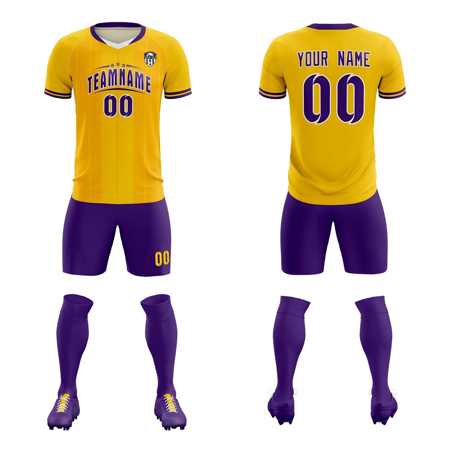 Custom Gold Classic Striped Personalized Football Kit Jersey