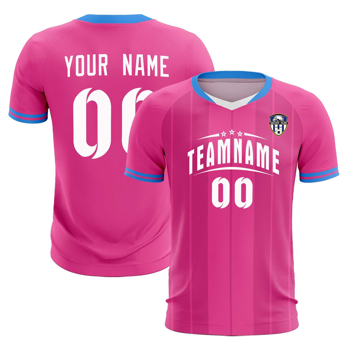 Custom Pink Classic Striped Personalized Football Kit Jersey