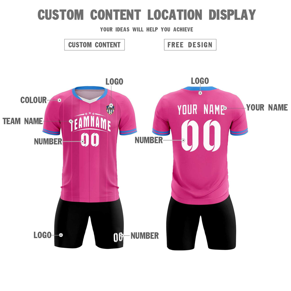 Custom Pink Classic Striped Personalized Football Kit Jersey