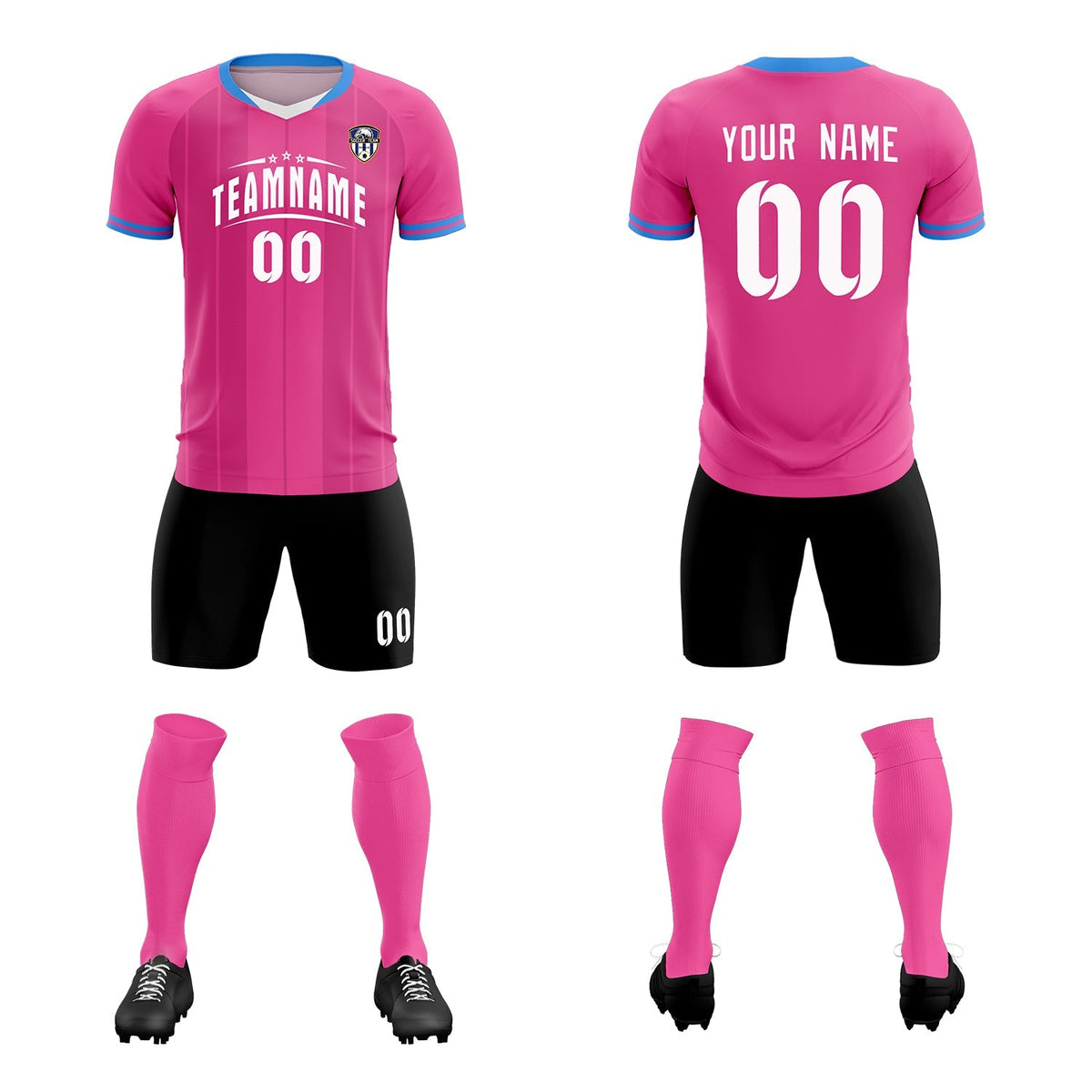 Custom Pink Classic Striped Personalized Football Kit Jersey
