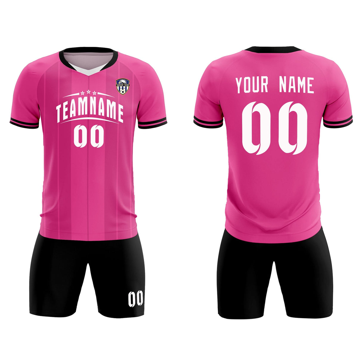 Custom Pink Classic Striped Personalized Football Kit Jersey