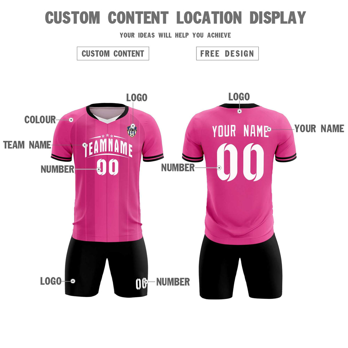 Custom Pink Classic Striped Personalized Football Kit Jersey