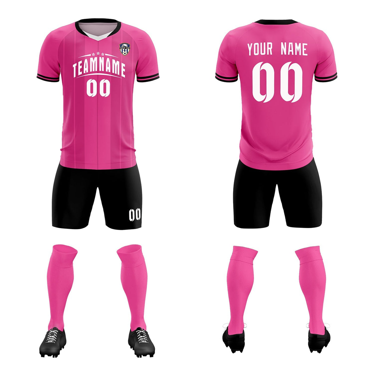 Custom Pink Classic Striped Personalized Football Kit Jersey