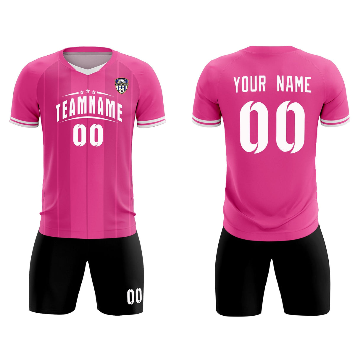 Custom Pink Classic Striped Personalized Football Kit Jersey