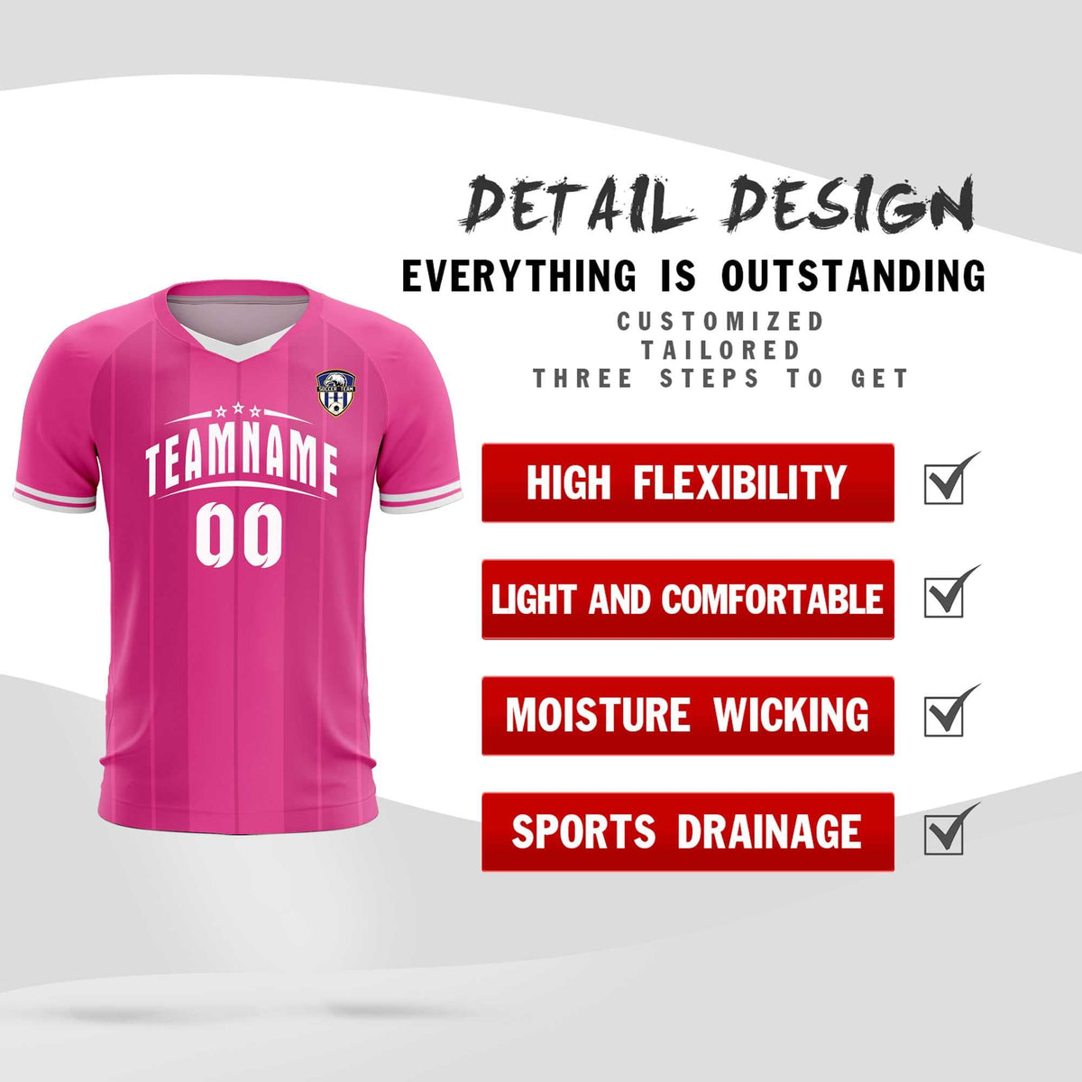 Custom Pink Classic Striped Personalized Football Kit Jersey