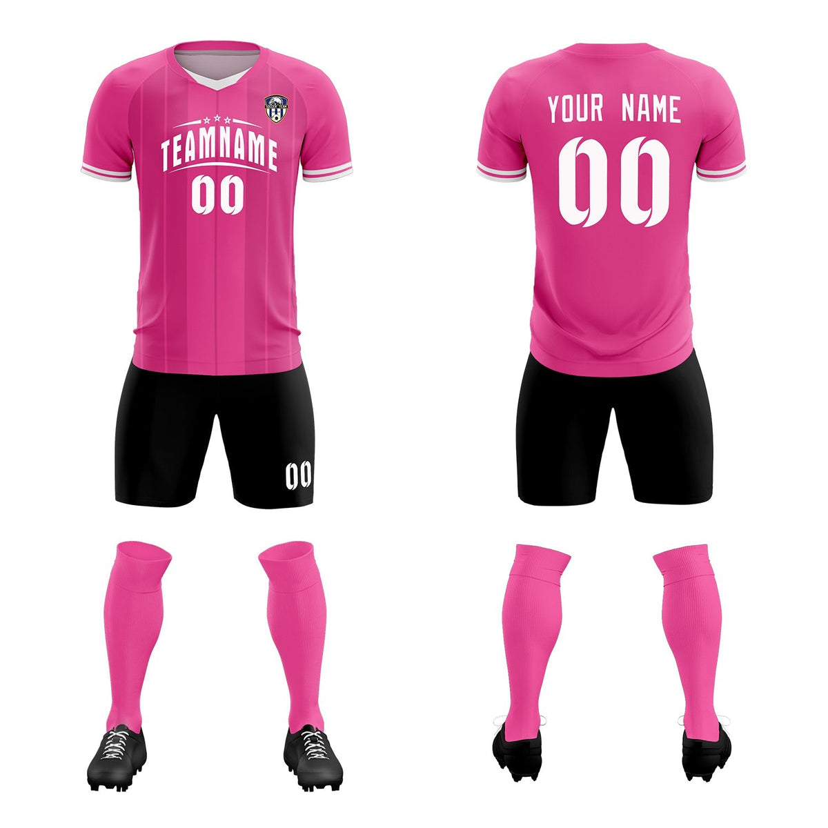 Custom Pink Classic Striped Personalized Football Kit Jersey