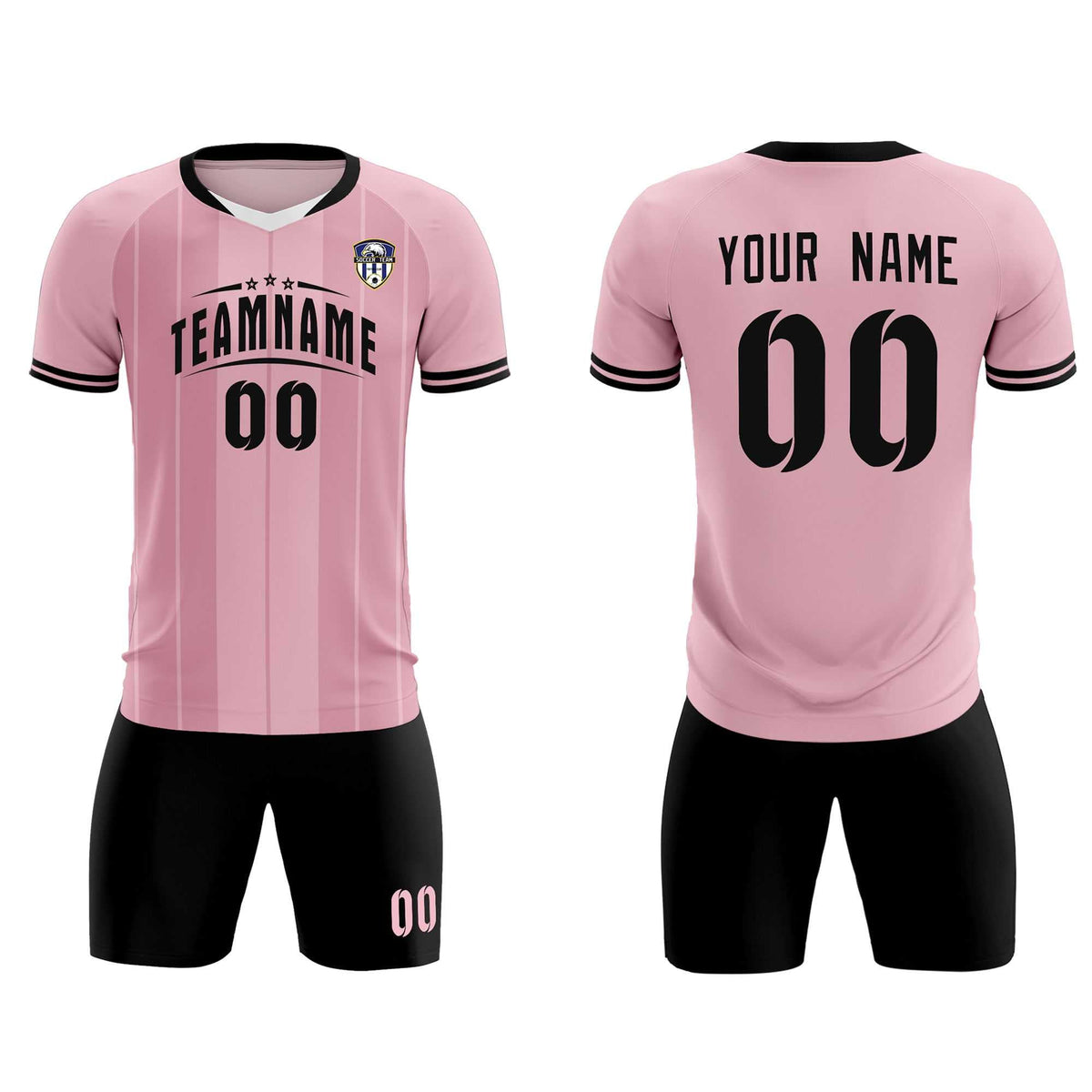 Custom Light Pink Classic Striped Personalized Football Kit Jersey