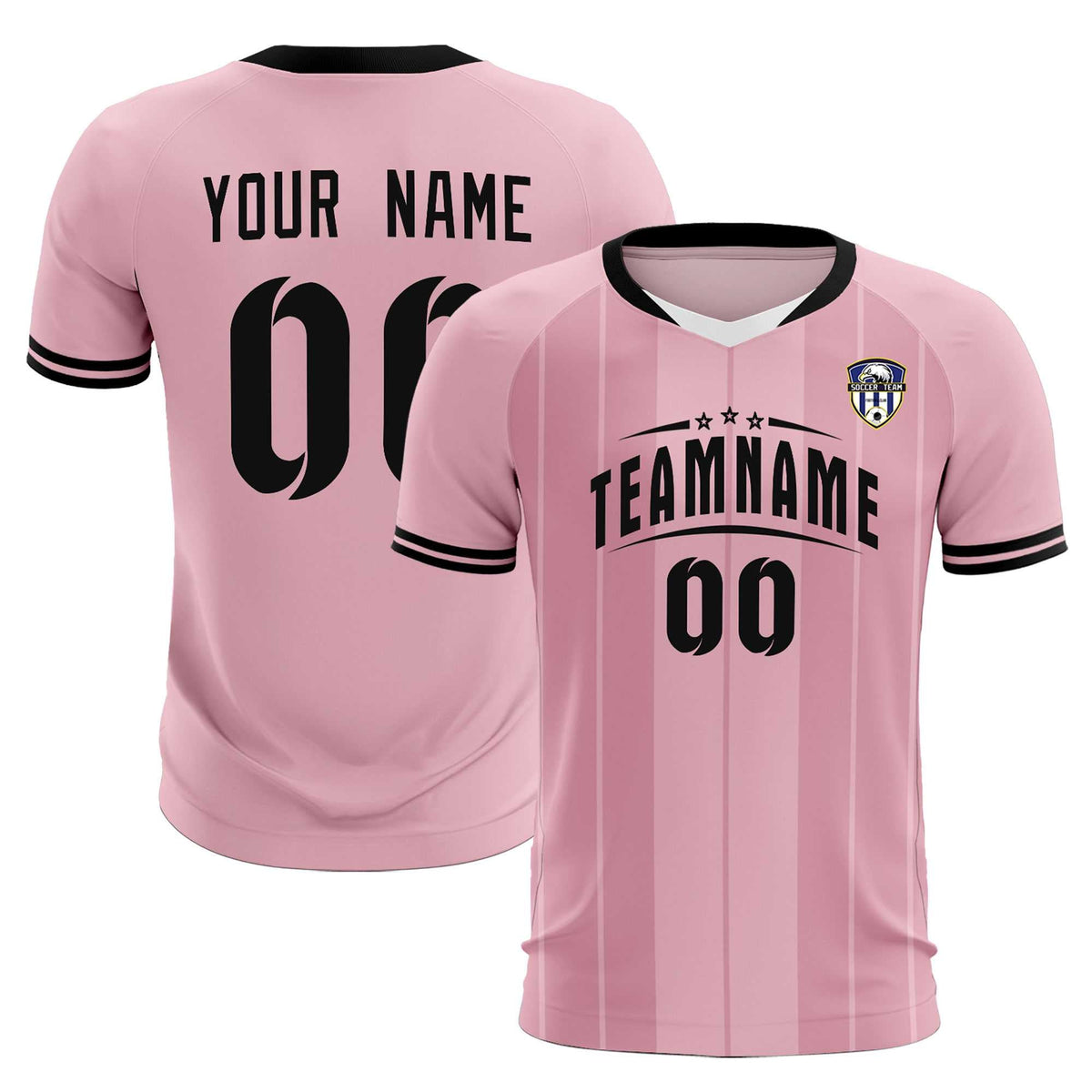Custom Light Pink Classic Striped Personalized Football Kit Jersey