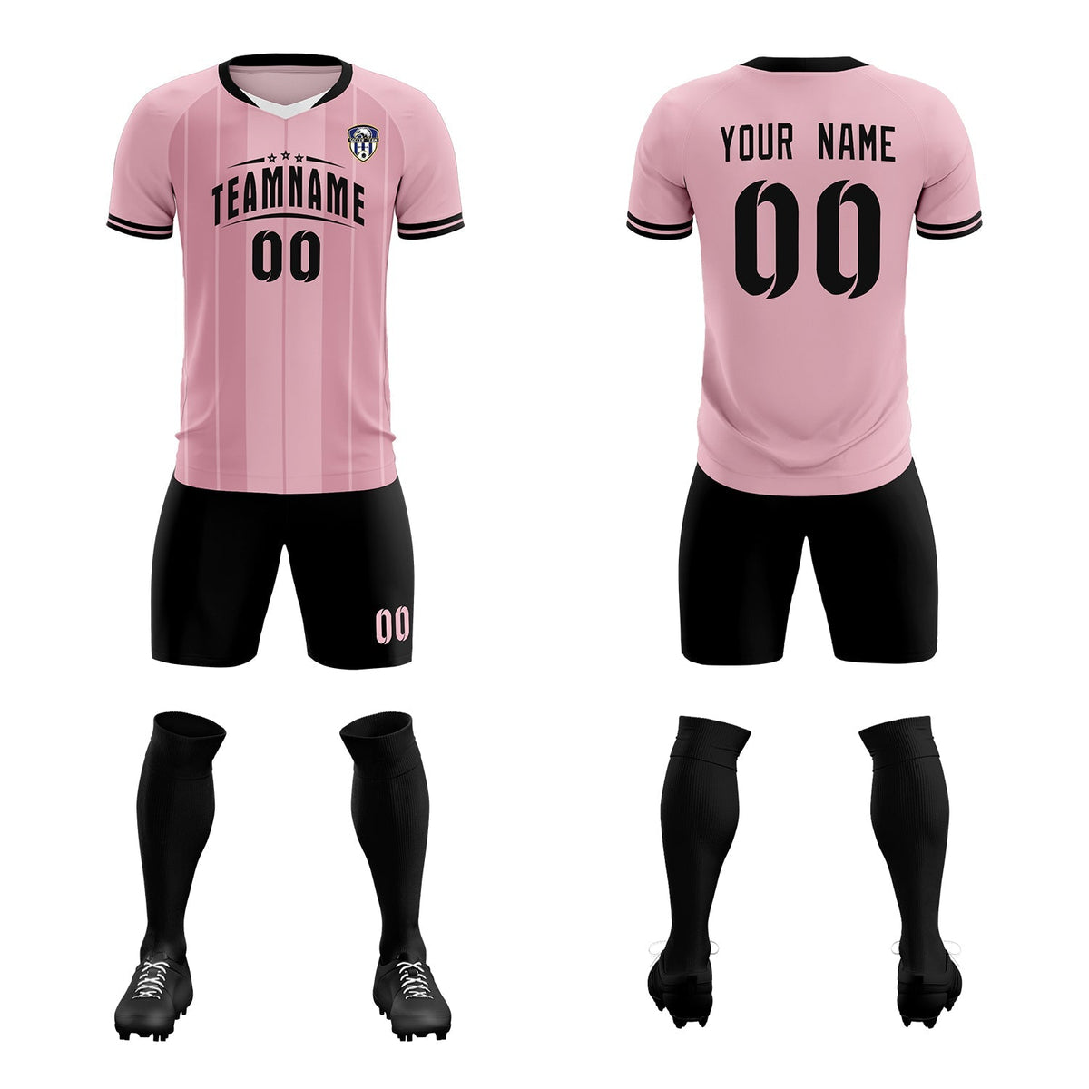 Custom Light Pink Classic Striped Personalized Football Kit Jersey