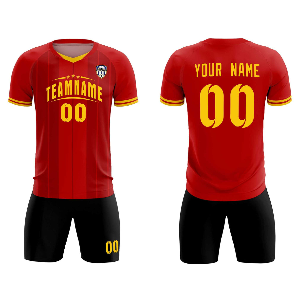 Custom Red Classic Striped Personalized Football Kit Jersey