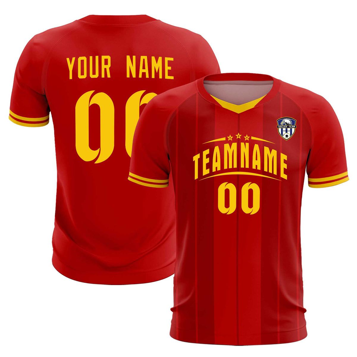 Custom Red Classic Striped Personalized Football Kit Jersey
