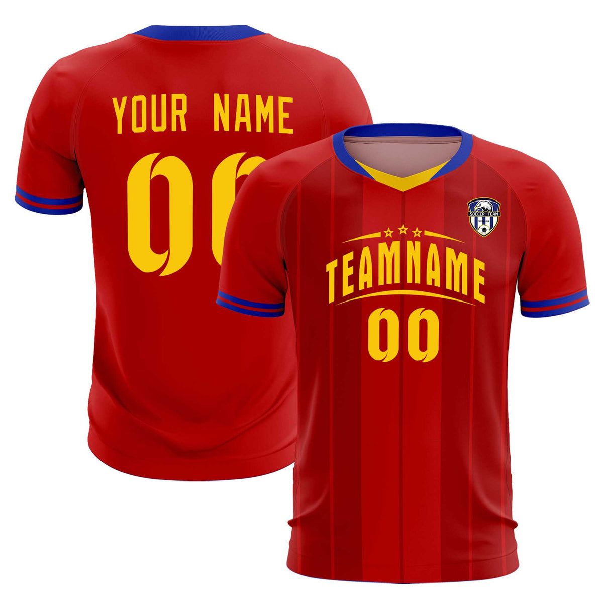 Custom Red Classic Striped Personalized Football Kit Jersey