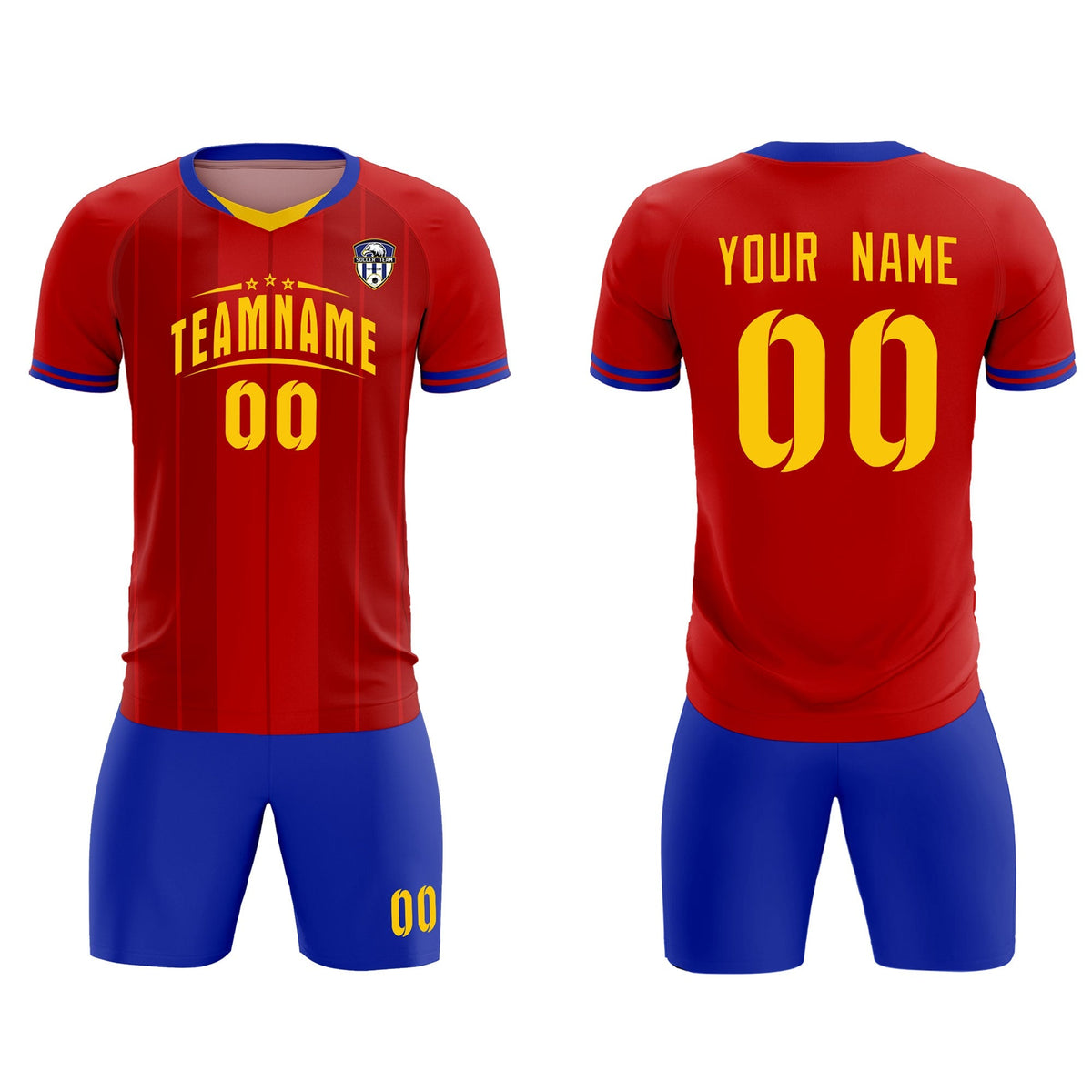 Custom Red Classic Striped Personalized Football Kit Jersey