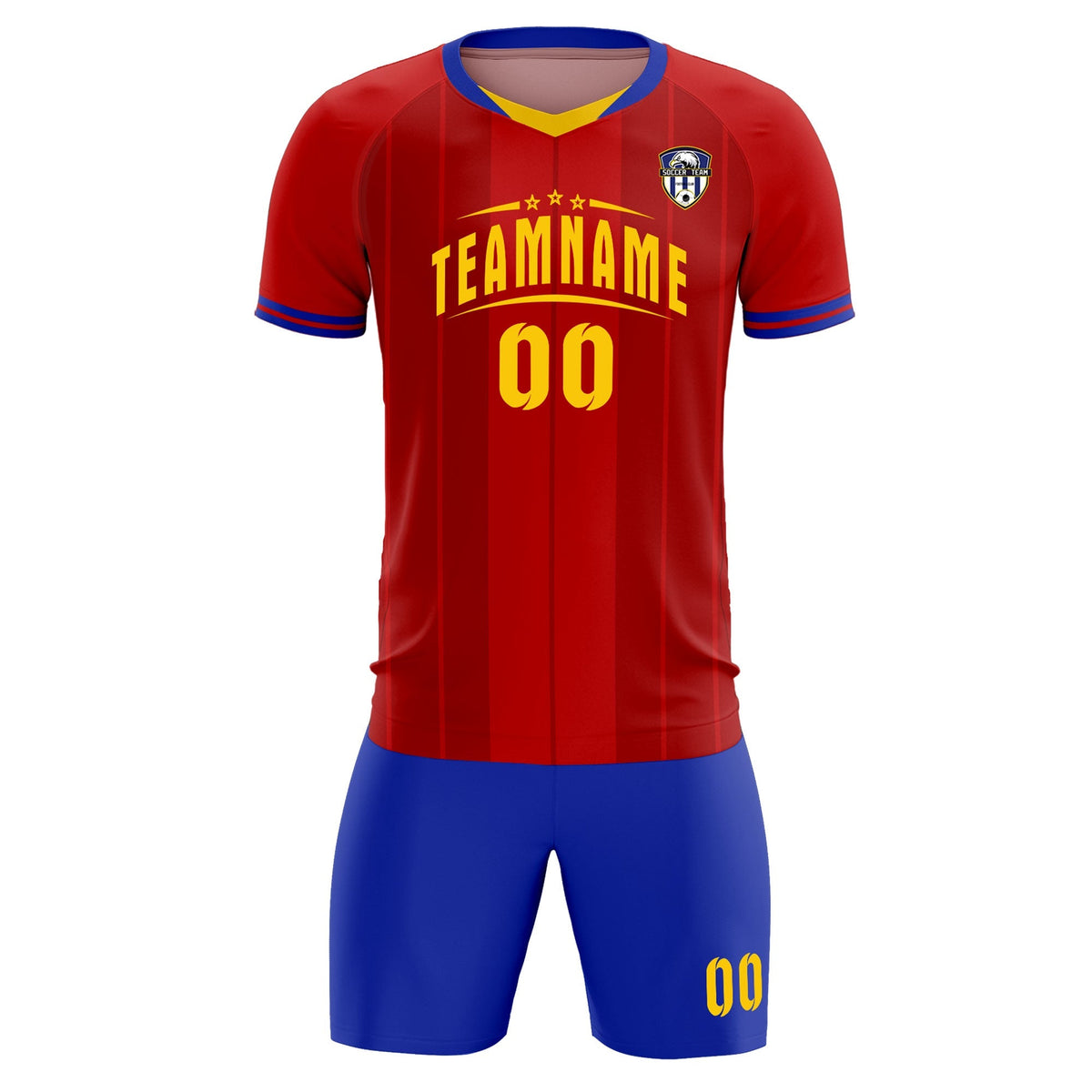 Custom Red Classic Striped Personalized Football Kit Jersey