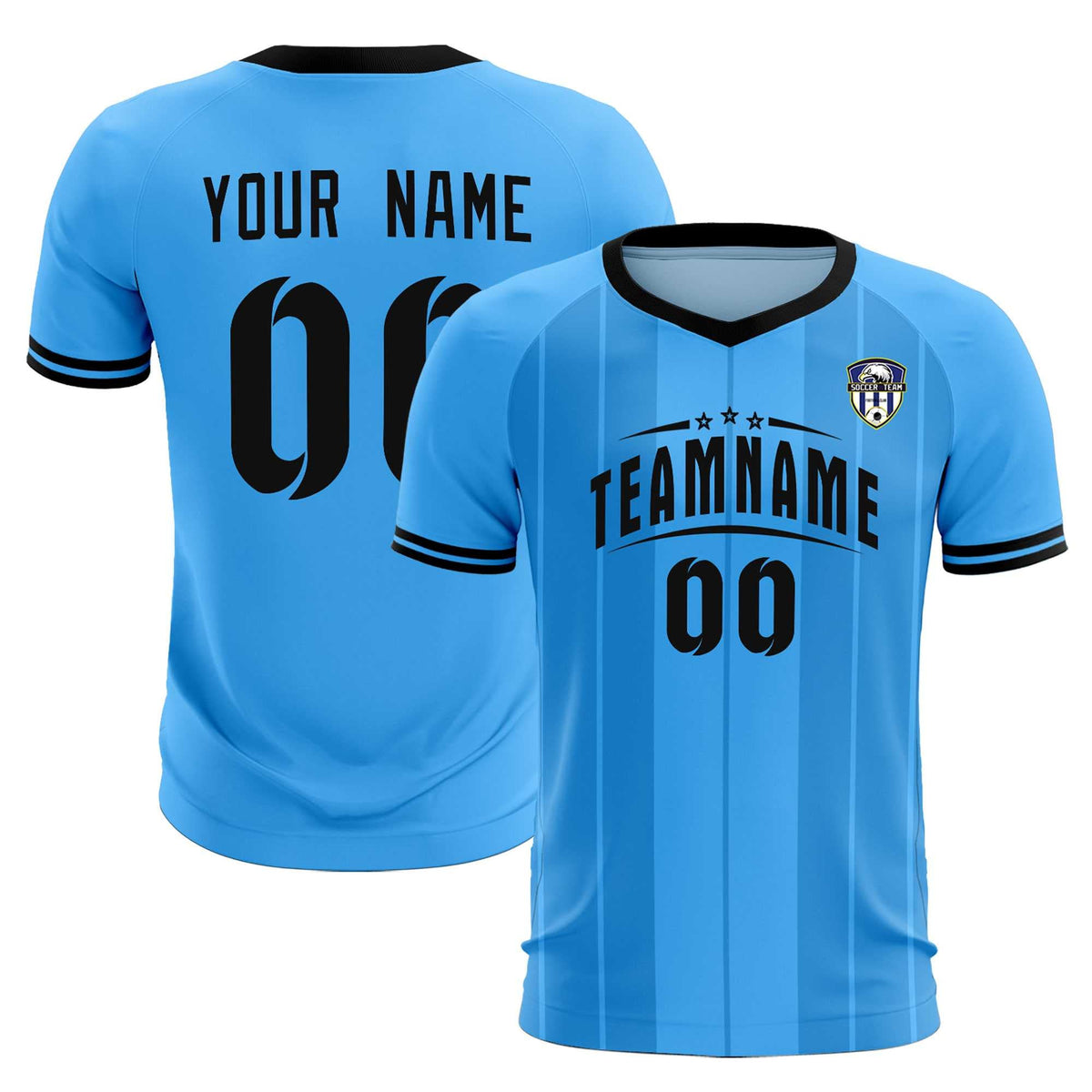 Custom Powder Blue Classic Striped Personalized Football Kit Jersey