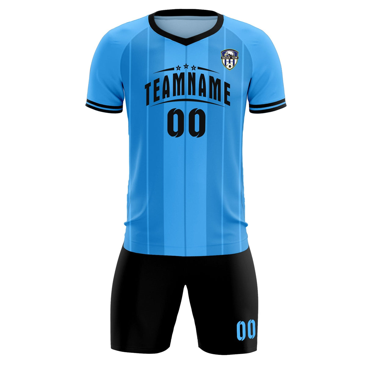 Custom Powder Blue Classic Striped Personalized Football Kit Jersey
