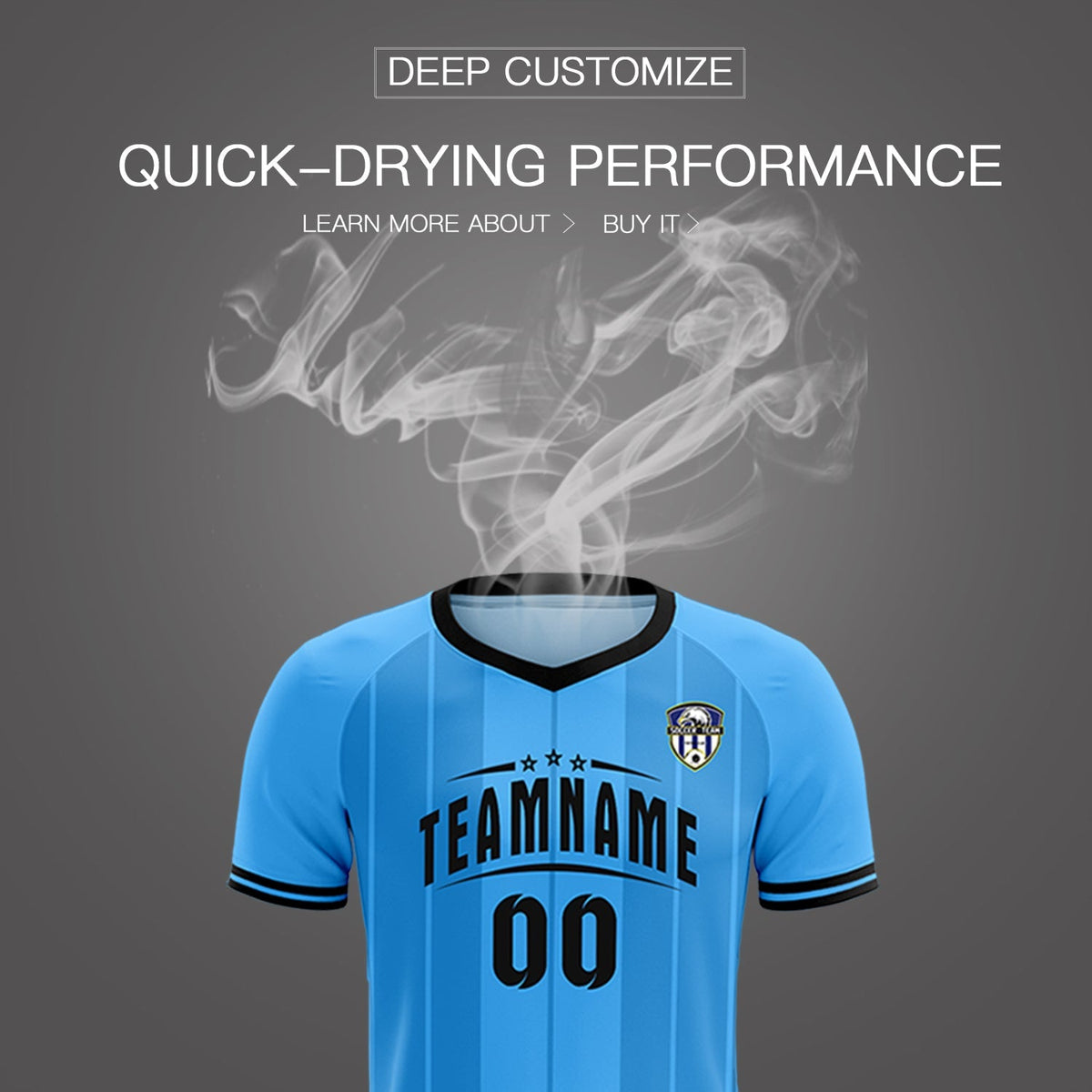 Custom Powder Blue Classic Striped Personalized Football Kit Jersey