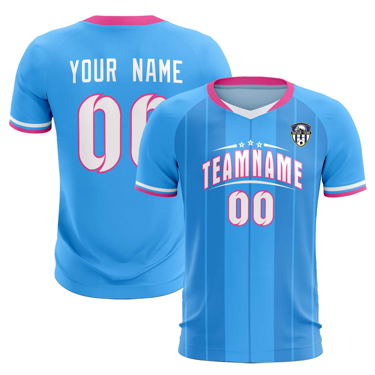 Custom Powder Blue Classic Striped Personalized Football Kit Jersey