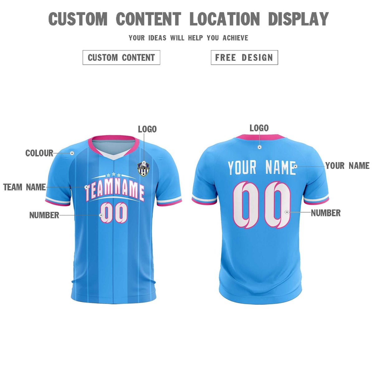 Custom Powder Blue Classic Striped Personalized Football Kit Jersey