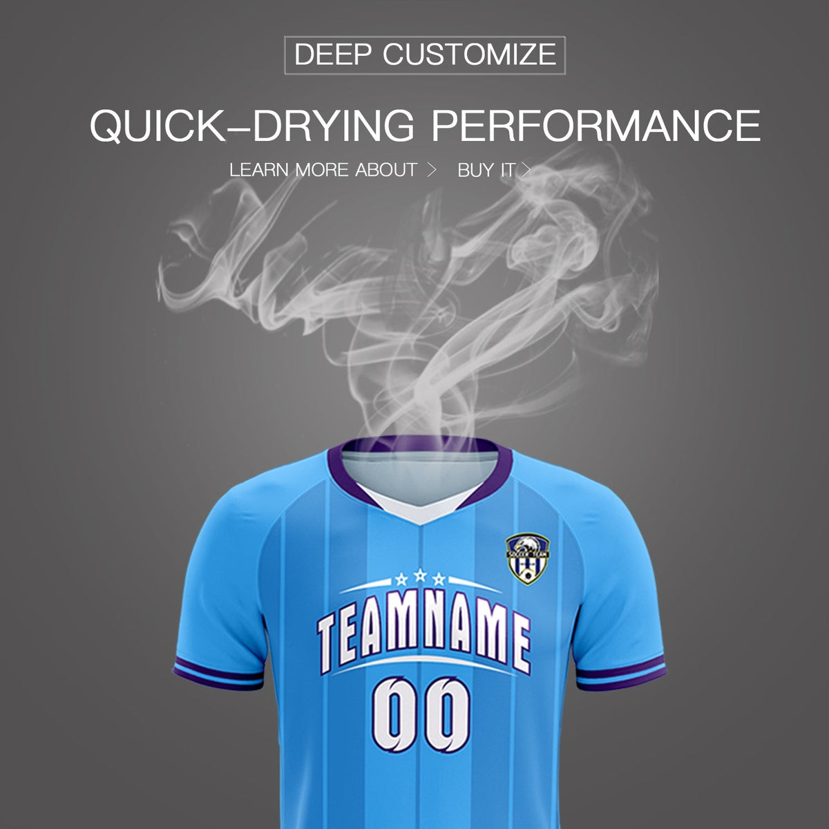 Custom Powder Blue Classic Striped Personalized Football Kit Jersey