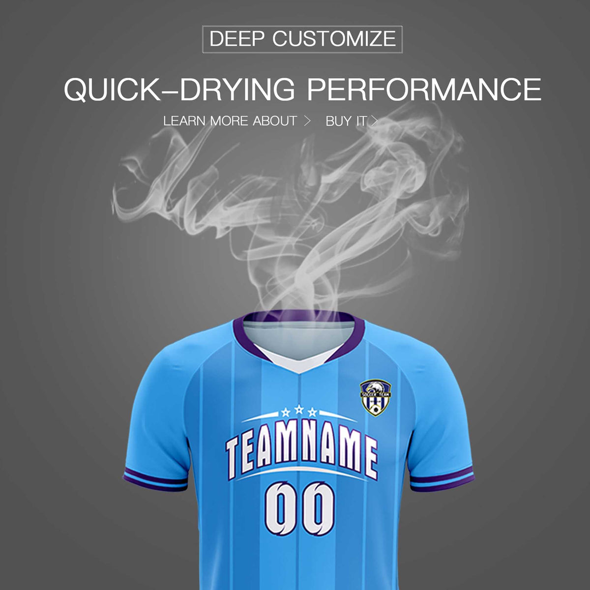 Custom Powder Blue Classic Striped Personalized Football Kit Jersey