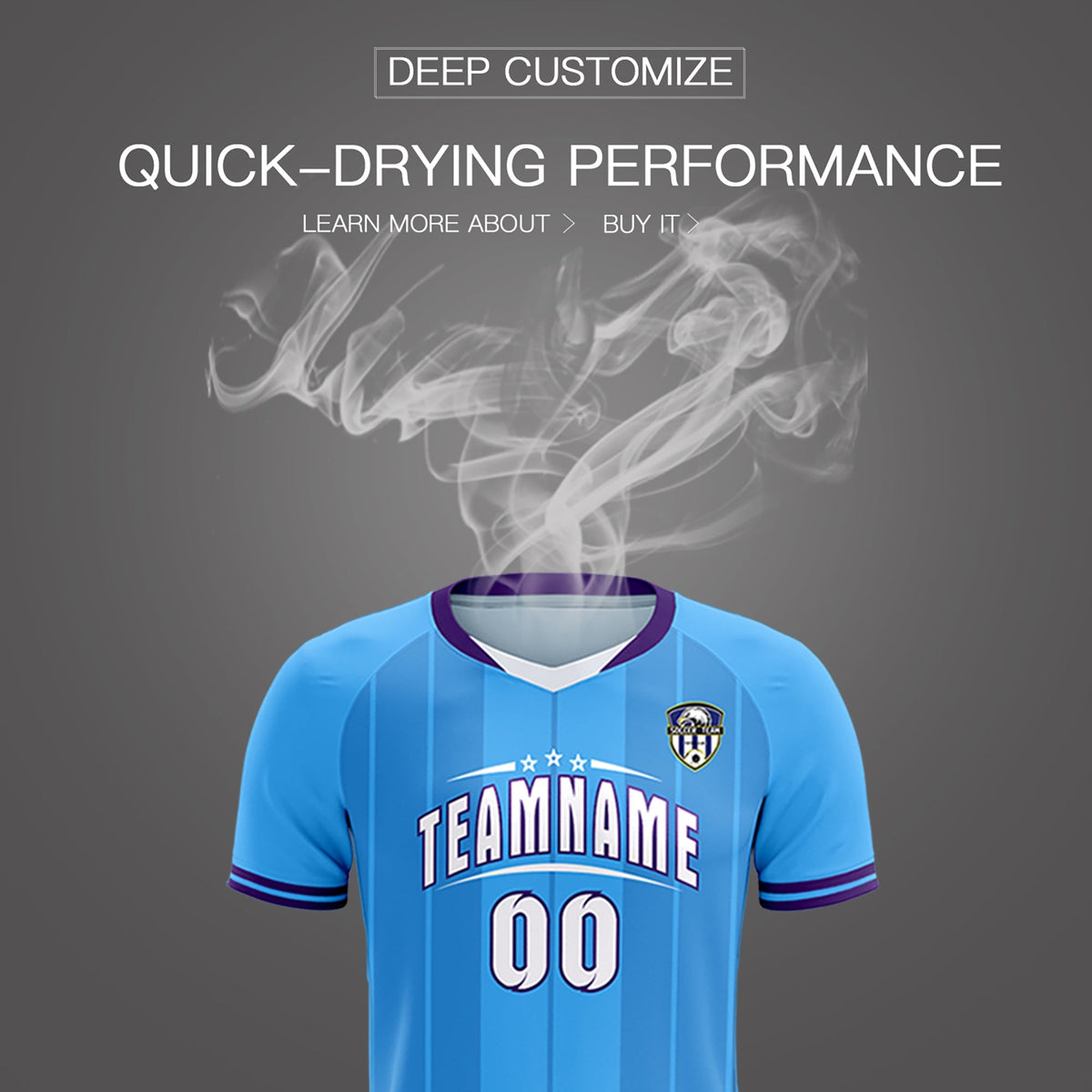 Custom Powder Blue Classic Striped Personalized Football Kit Jersey